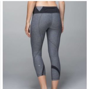 Lululemon Leggings Womens Size 4 Black Grey Run: Inspire Crop Workout Gym